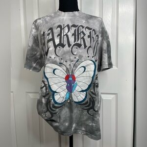 POKÉMON Grey and blue tie-dye butterfly shirt with rhinestones